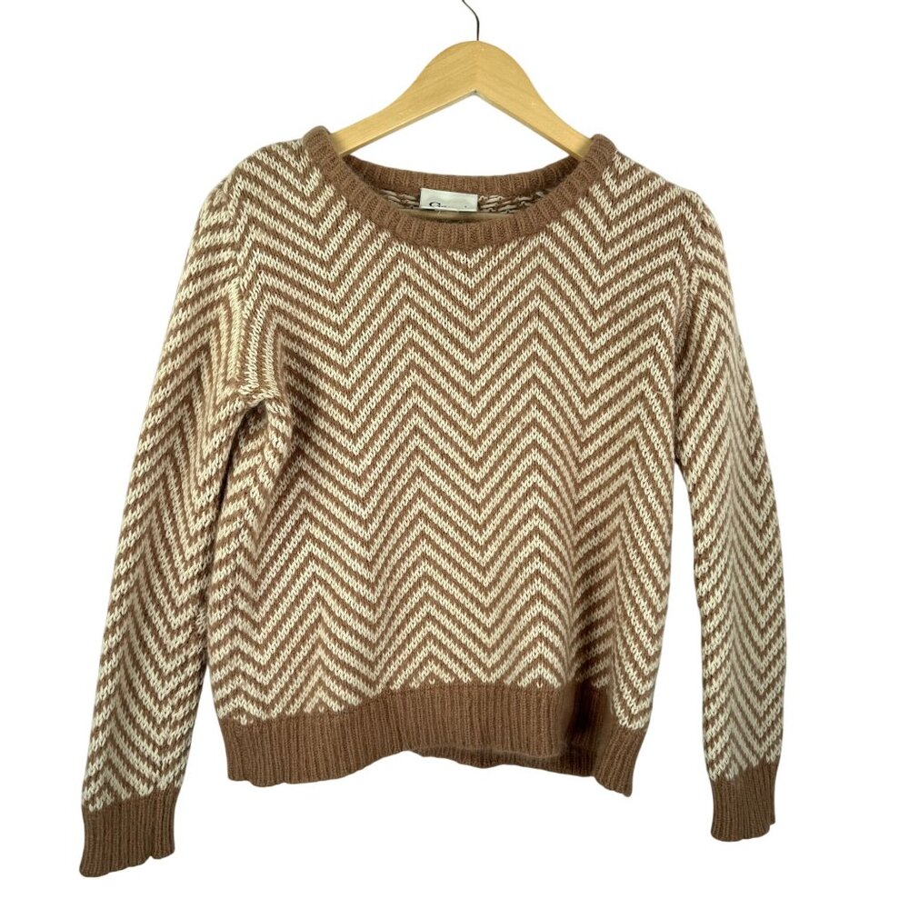 GANNI x Anthropologie Wool Angora Blend Candy Floss Chevron Sweater sz S